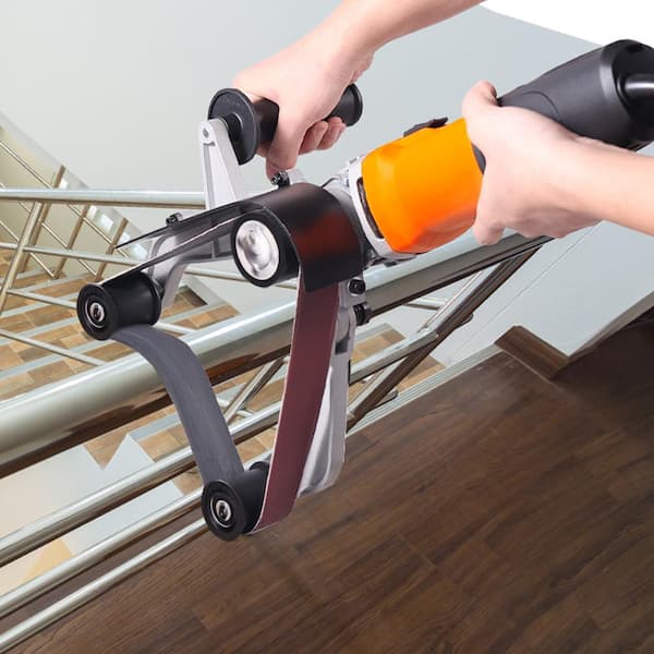 Pipe Tube Polisher Grinder 1100-Watt Corded Belt Sander 6 Speeds 1100 to 3200 RPM, 3-Piece Belt for Burnishing Finishing