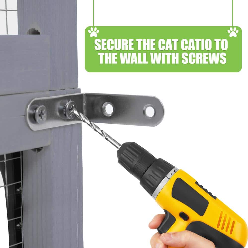 Gray Pine and PVC Large Outdoor Cat Enclosure