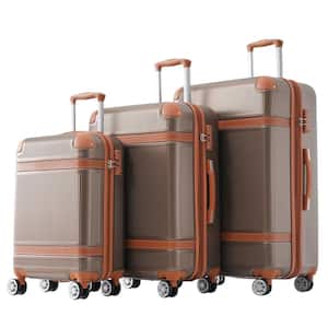 Coppery Lightweight 3-Piece Expandable ABS Hardshell Spinner 8 Wheels  20"  24"  28" Luggage Set with TSA Lock, Bumpers