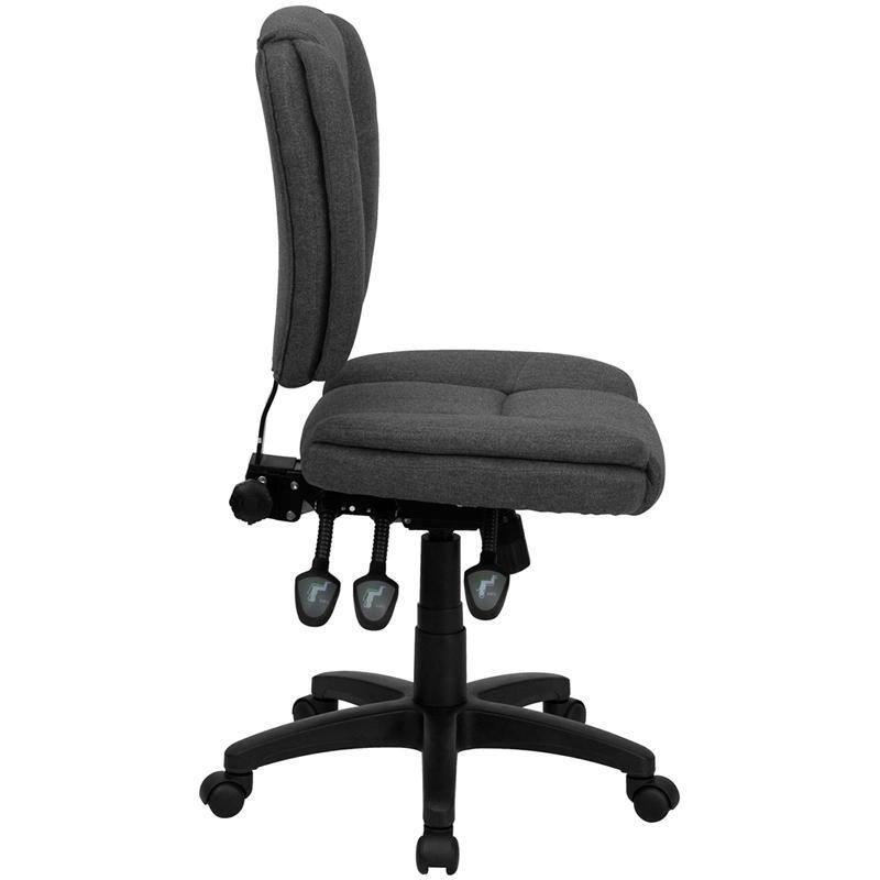 ErgoComfort Gray Fabric Mid-Back Swivel Task Chair with Pillow Top