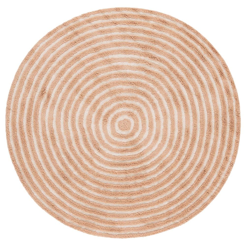 Easy Care 5 ft. x 5 ft. Orange/Ivory Machine Washable High-Low Swirl Solid Round Area Rug price history on PriceWatchPro