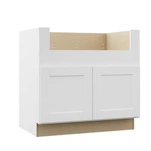 Shaker 36 in. W x 24 in. D x 34.5 in. H Assembled Apron-Front Sink Base Kitchen Cabinet in Satin White