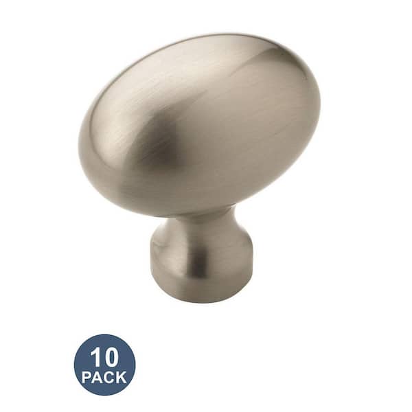 10-Pack Vaile 1 3/8 in.  35mm  Modern Satin Nickel Oval Cabinet Knobs