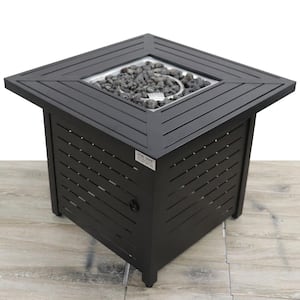 30 in. 50,000 BTU Square Steel Gas Outdoor Patio Fire Pit Table in Black