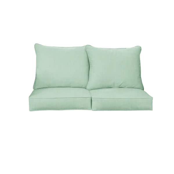SORRA HOME 27 in. x 23 in. x 22 in. 4-Piece Deep Seating Indoor/Outdoor Loveseat Cushion in Sunbrella Canvas Spa