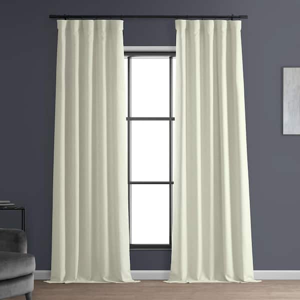 Exclusive Fabrics & Furnishings Gravity Ivory Italian Faux Linen Room Darkening Curtain - 50 in. W x 84 in. L (1 Panel)