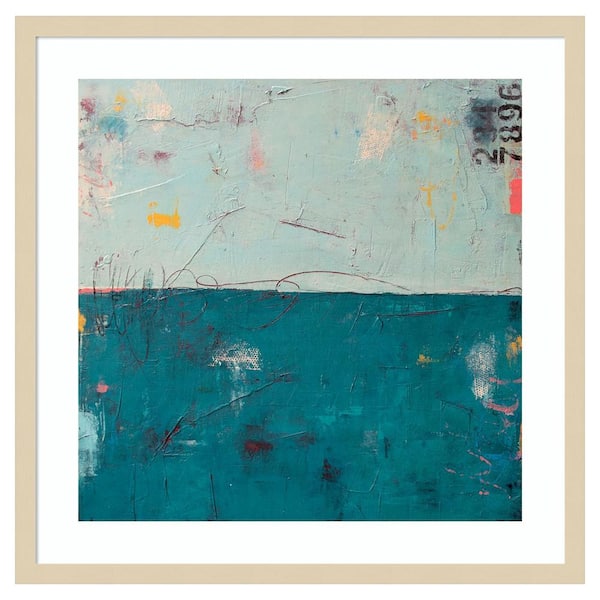 Amanti Art Blue Bay Hideaway by Erin Ashley 25 in. W x 25 in. H. Wood Framed Wall Art Print Framed in Brown