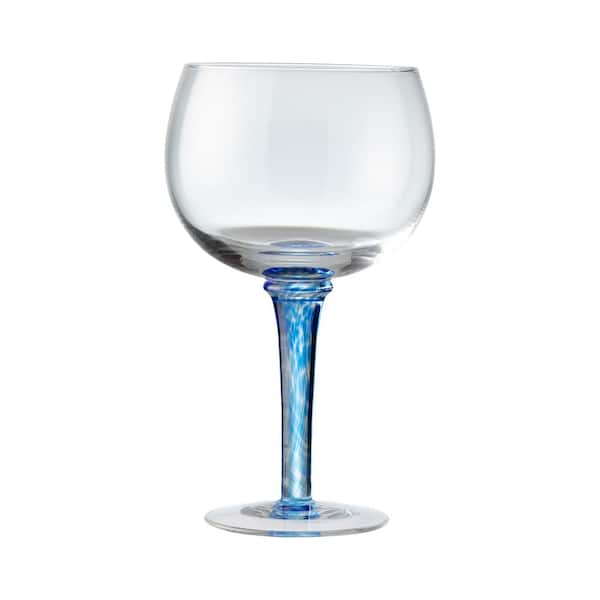 Set Of 2 Clear Glass Wine Glasses Short Fancy Stem - 2 Base, 6.75 Tall, 7  oz.