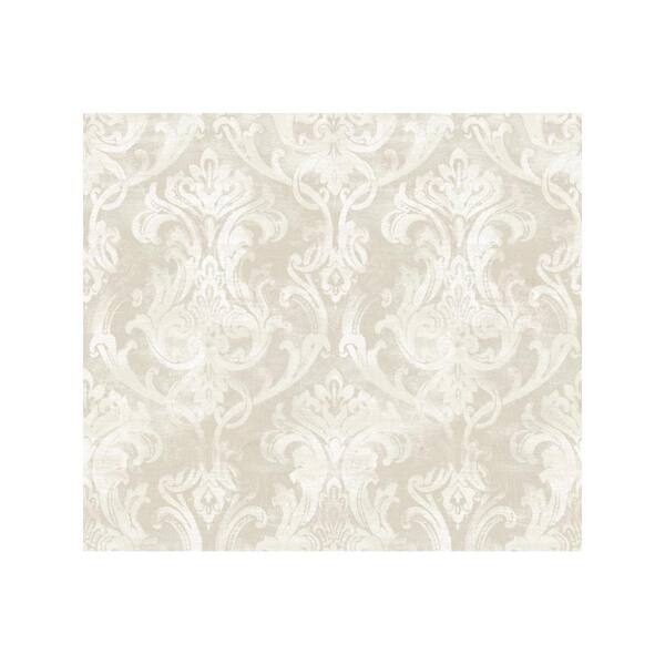 Chesapeake Elsa Silver Ornate Damask Off-white Wallpaper Sample