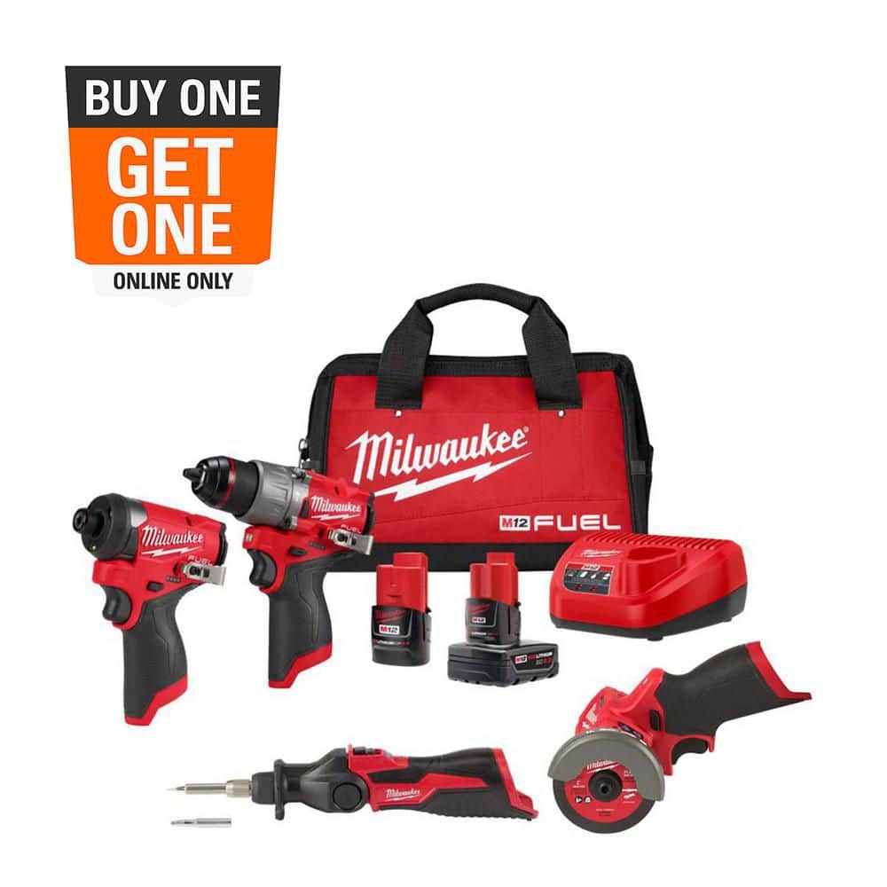 M12 FUEL 12-Volt Li-Ion Brushless Cordless Hammer Drill & Impact Combo Kit w/2 Batteries, Cut Off Saw & Soldering Iron price history on PriceWatchPro