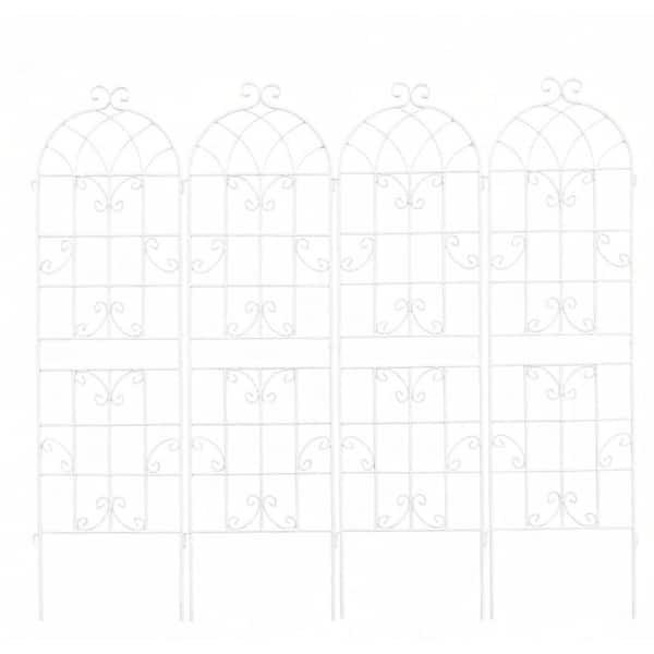 4-Pack Metal Garden Trellis 71 in. x 20 in. Rustproof Climbing Plant Support Arbors-White