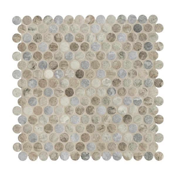 MSI Stonella Penny Round 12 in. x 12 in. x 6 mm Glass Mesh-Mounted Mosaic Tile (15 sq. ft./Case)