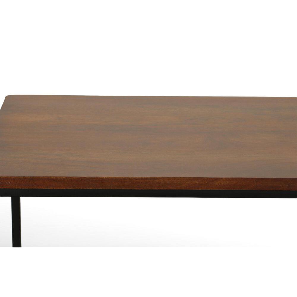 Chestnut Brown Mango Wood and Black Metal Desk with Shelves