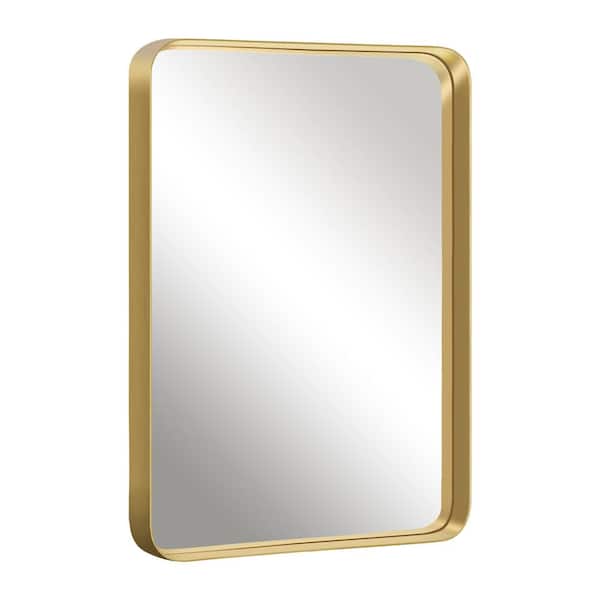 NEUTYPE 28 in. W x 24 in. H Alloy Aluminium Frame Gold Wall Mirror