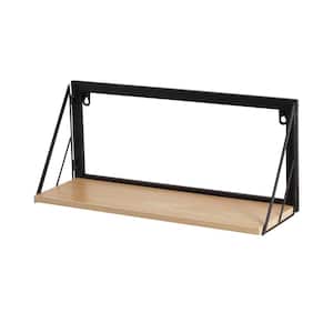 8 in. H x 18 in. W x 6 in. D Small Wall-Mounted Floating Shelf for with Black Metal Bracket in Black/Natural