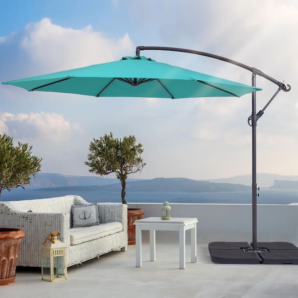 JOYESERY 10 ft. Outdoor Patio Umbrella, Round Canopy Cantilever Umbrella for Villa Gardens, Lawns and Yard, Aquablue