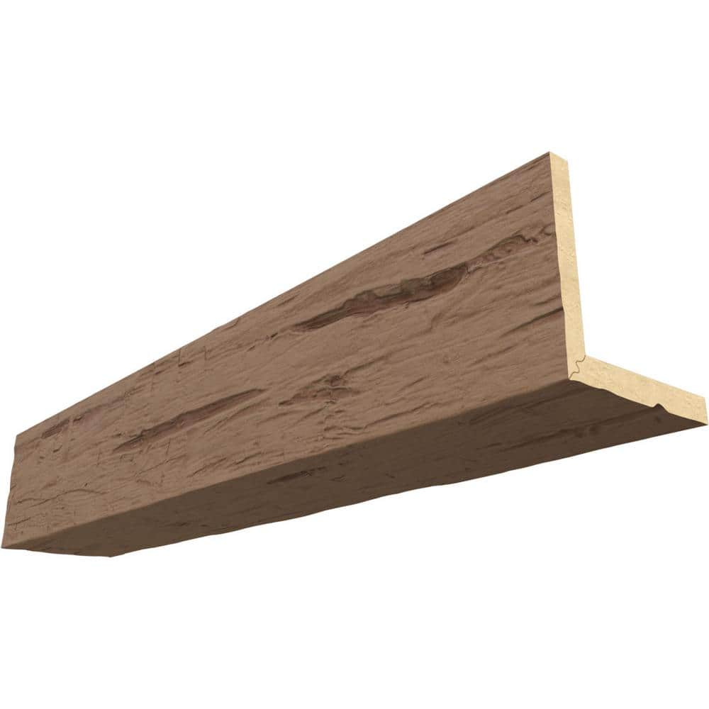 Ekena Millwork Endurathane 1 in. H x 4 in. W x 18 ft. L Hand Hewn Honey Wheat Faux Wood Beam