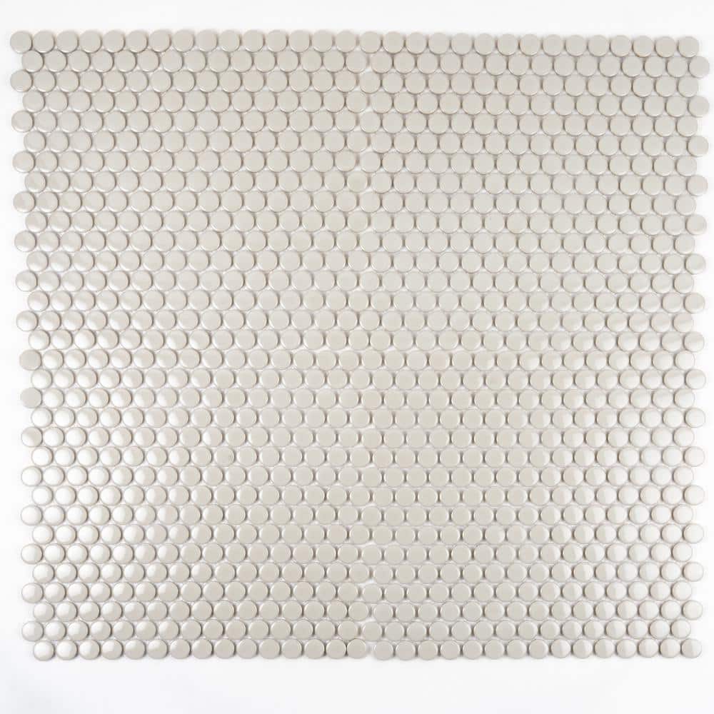Portland Gray Glossy Porcelain Penny Round Mosaic Tile