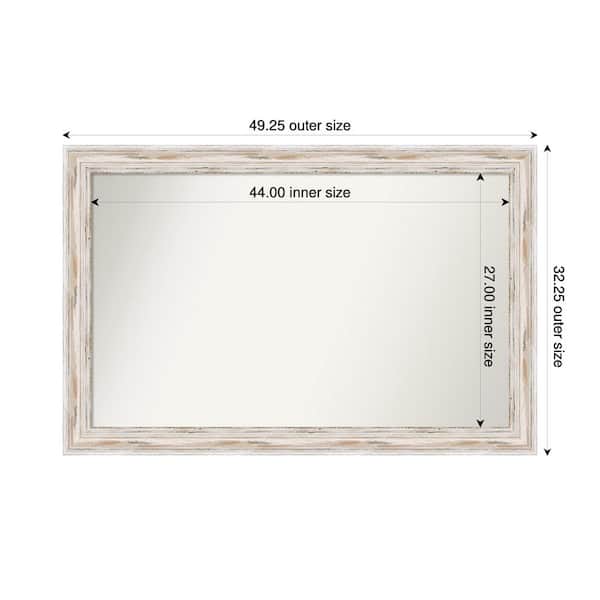 Amanti Art Alexandria Whitewash 49.25 in. x 32.25 in. Custom Non-Beveled Wood Framed Bathroom Vanity Wall Mirror