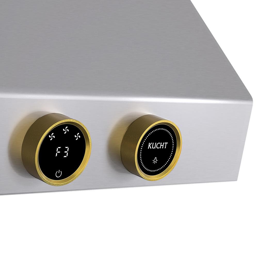 48-Inch Stainless Steel Under Cabinet Range Hood with Gold Accents
