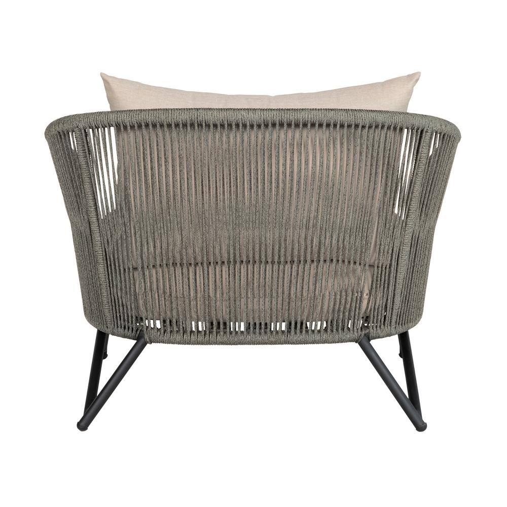Benicia Gray Rope and Taupe Cushions Outdoor Accent Chair