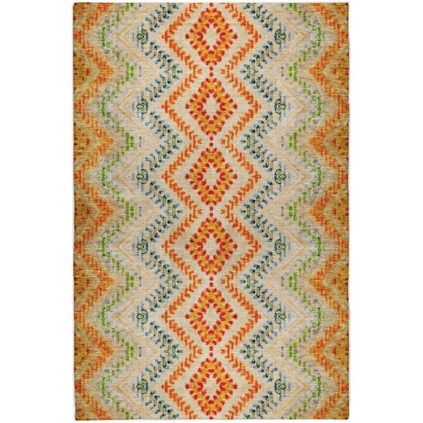 Dream Shag Premium Machine Washable Abstract ADS683 Beige 10 ft. x 14 ft. Area Rug