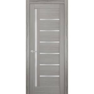 4088 36 in. x 80 in. Left/Right Frosted Solid MDF Gray Finished Pine Wood Single Prehung Interior Door with Hardware