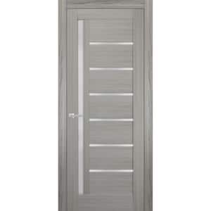 4088 18 in. x 80 in. Left/Right Frosted Solid MDF Gray Finished Pine Wood Single Prehung Interior Door with Hardware