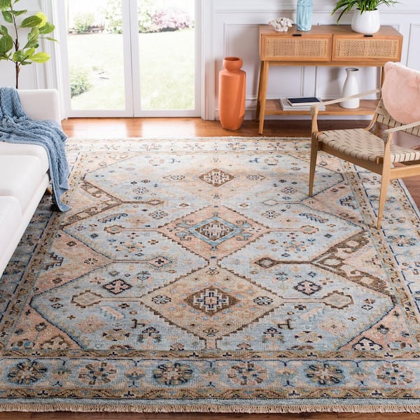 Samarkand 10 x 14 Light Blue/Beige Tribal Area Rug