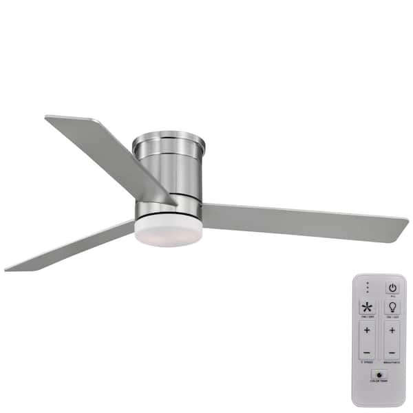 Hampton Bay Conjure 52 in. Indoor Brushed Nickel Ceiling Fan with Adjustable White Integrated LED with Remote Included