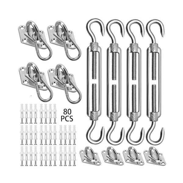 Heavy-Duty Awning Accessory Set, 80-Piece, 6 in. Fixing Hardware for Rectangular and Triangular Shade Sails