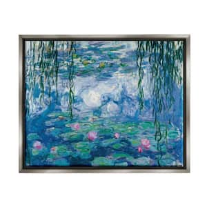 Classic Water Lilies Painting Monet Pond Detail by Claude Monet Floater Frame Nature Wall Art Print 31 in. x 25 in.