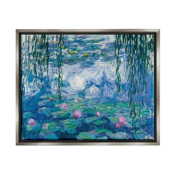 The Stupell Home Decor Collection Classic Water Lilies Painting Monet Pond Detail by Claude Monet Floater Frame Nature Wall Art Print 31 in. x 25 in.