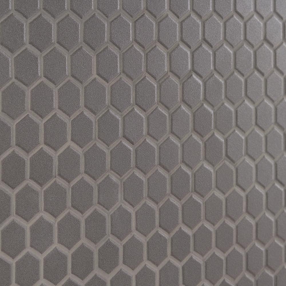 Slim 10.23" x 11.81" Black Polished Porcelain Mosaic Tile