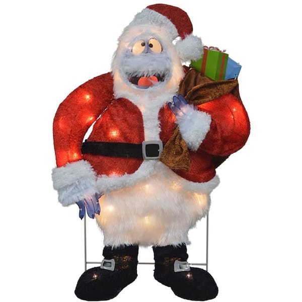 Product Works 24 in. Red Steel Plug-in Bumble Snowman Santa ...