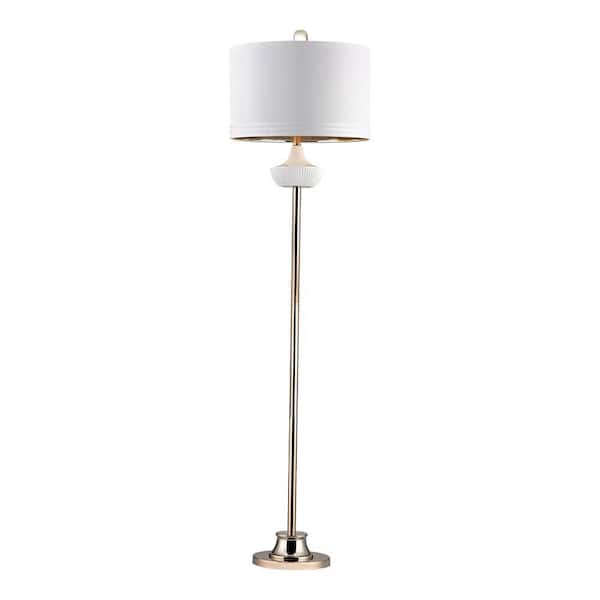 Titan Lighting Ribbed 65 in. Gloss White and Gold Floor Lamp