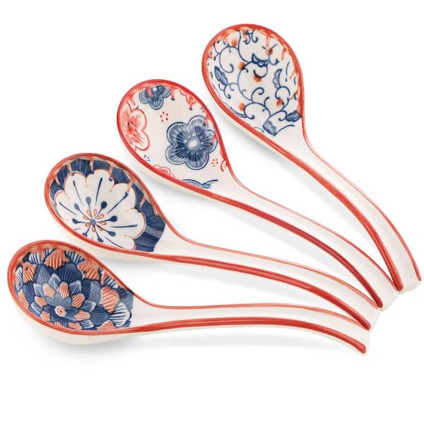 Flatware Single Pieces Porcelain Not Applicable Porcelain Ceramic Ramen Spoon Set for Soup Bowls and Dumplings