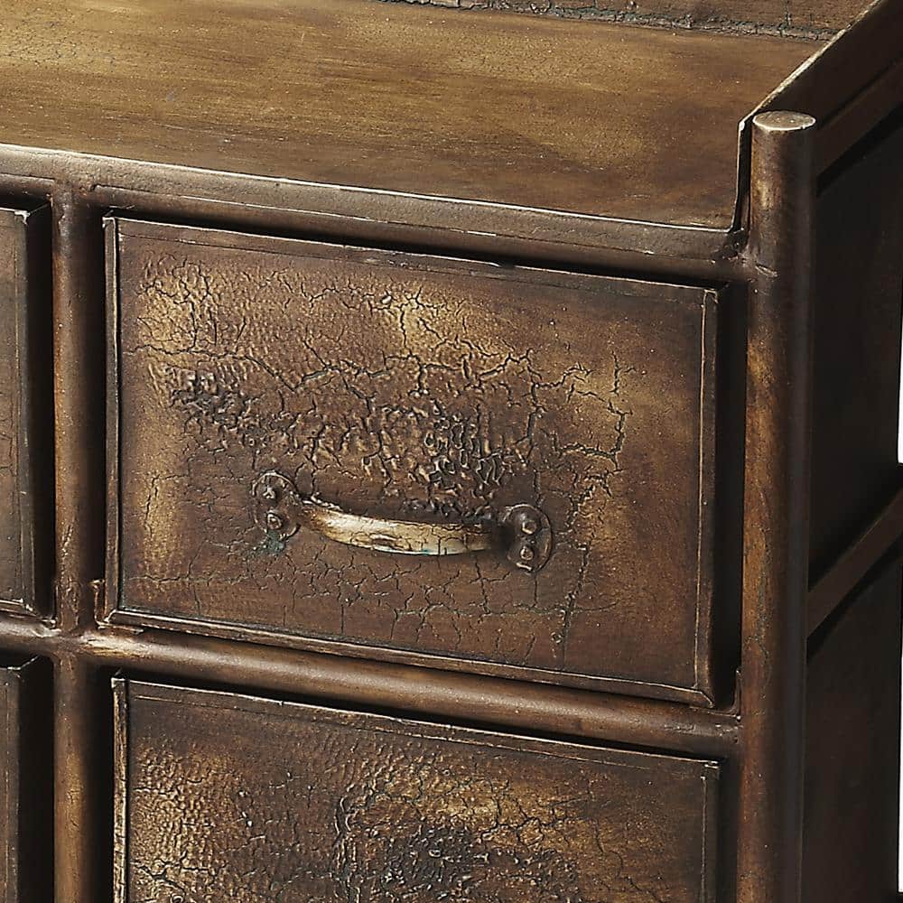 Bronze Industrial Iron 6-Drawer Chest with Soft Close