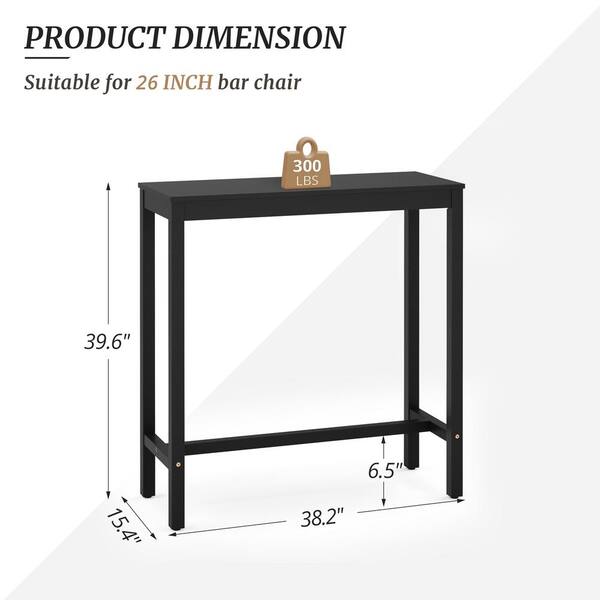 Hotormer 38 in. Black Standard Rectangle Solid Acacia Wood Console