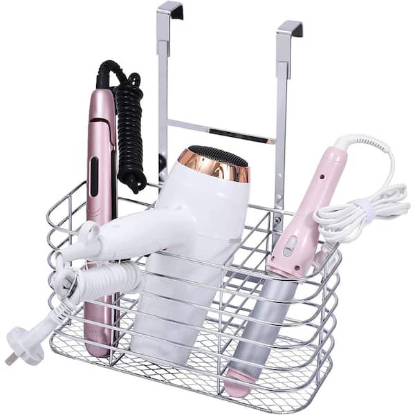 Dyiom 5 in. W Hair Dryer Holder, Hair Tool Organizer Bathroom Organizer ...