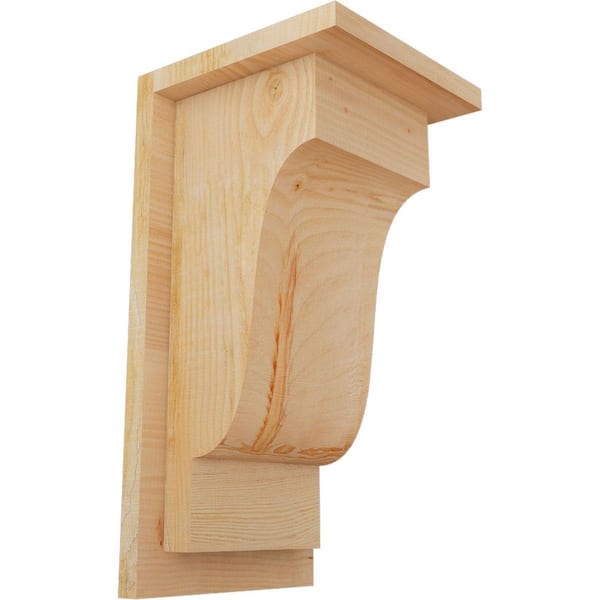 Ekena Millwork 8 in. x 8 in. x 16 in. Douglas Fir Newport Rough Sawn Corbel with Backplate
