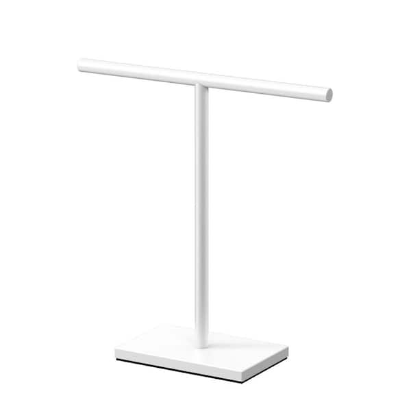 Modern Rectangle Base Countertop 10.5 in. Freestanding Hand Towel Bar Holder in Matte White