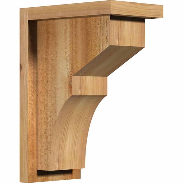 Ekena Millwork 6 in. x 10 in. x 14 in. Western Red Cedar Monterey Rough Sawn Corbel with Backplate