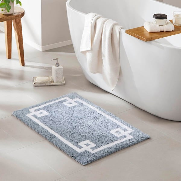 Madison Park Ethan 20 in. x 30 in. Blue Tufted Cotton Rectangle Bath Rug