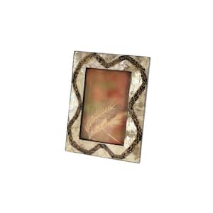 4 in. x 6 in. Rectangular Inlaid Vervain and Gold Capiz Shell Picture Frame