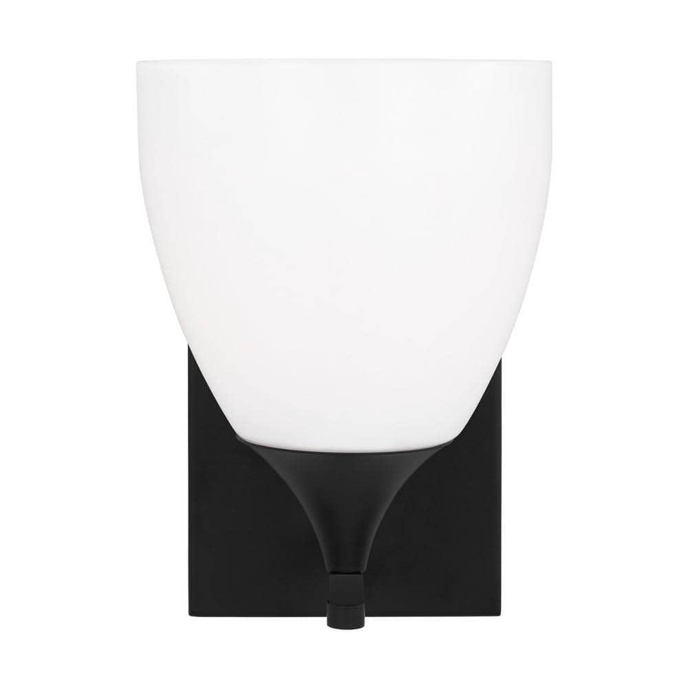 Toffino 6 in. W x 8.875 in. H 1-Light Midnight Black Bathroom Wall Sconce with Milk Glass Shade price history on PriceWatchPro