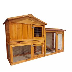 57 in. L x 21 in. W x 33.5 in. H Wooden Chicken Coop Outdoor Rabbit Hutch Chicken Cage Poultry Cage for Pet Playground