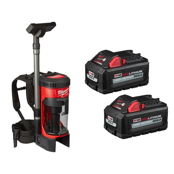 Milwaukee M18 FUEL 18-Volt Lithium-Ion Brushless 1 Gal. Cordless 3-in-1 Backpack Vacuum with (2) M18 HIGH OUTPUT 6.0 Ah Batteries