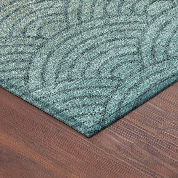 Chantille Machine Washable Indoor/Outdoor Abstract ACN2414 Teal 3 ft. x 5 ft. Area Rug