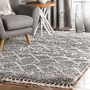 Kristi Moroccan Transitional Shag Gray 5 ft. x 8 ft. Area Rug